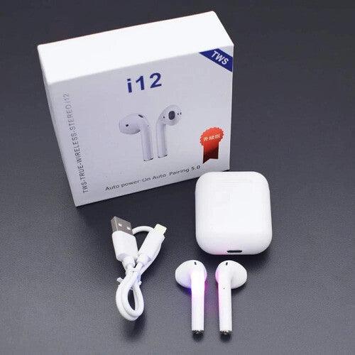 Auriculares in-ear inalámbricos Bluetooth i12 Compatible con Android y iOS - Tubelux