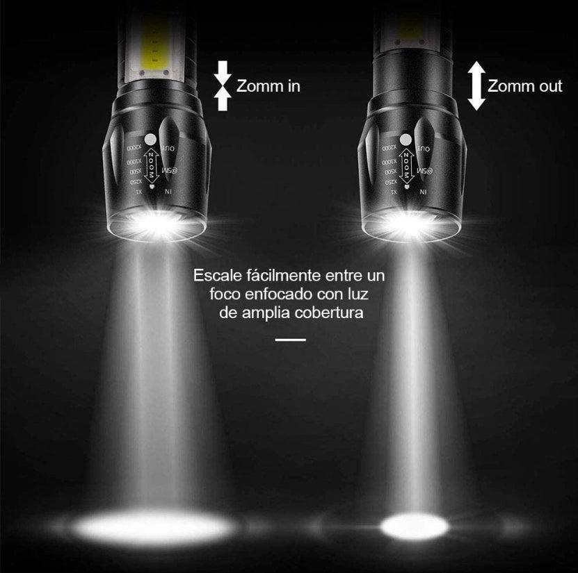 Linterna Led Recargable Usb Metálica Zoom Resistente Al Agua - DSE