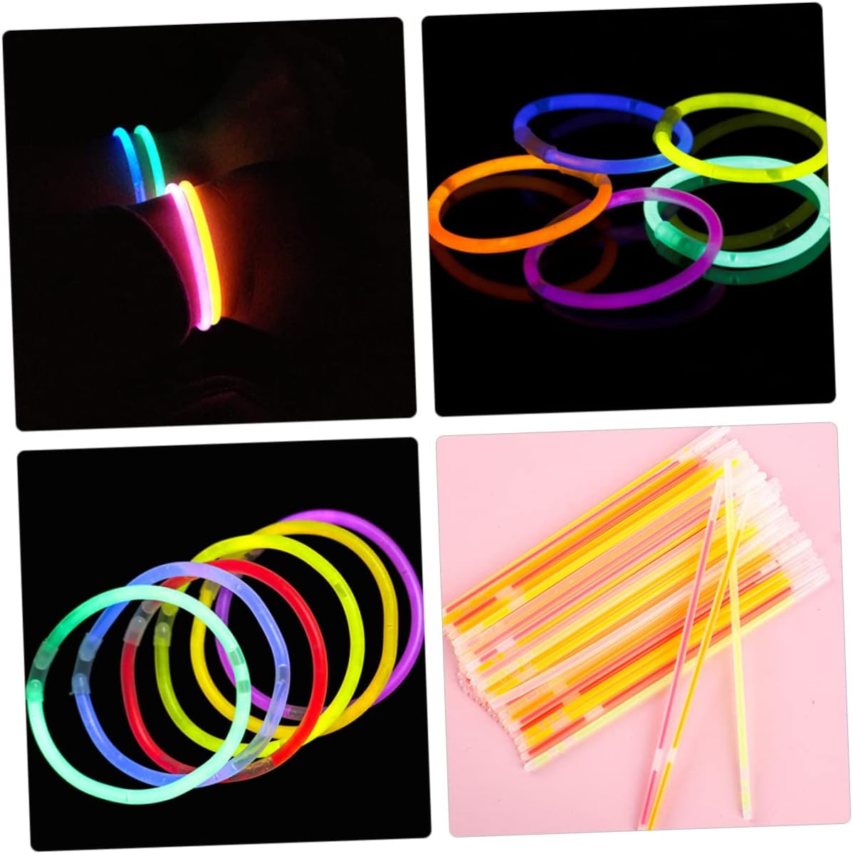 Pulseras Flúor Pack de 100 Unidades Luminosas Colores Neón