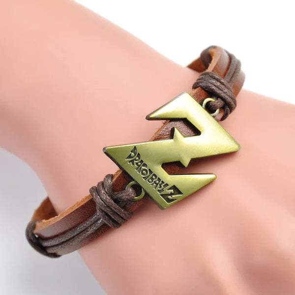 Pulsera De Cuero Trenzado Con diseños de Anime y Comics en Metal