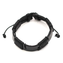 Pulsera de Cuero trenzado con Detalles Varios Modelos en Color Negro