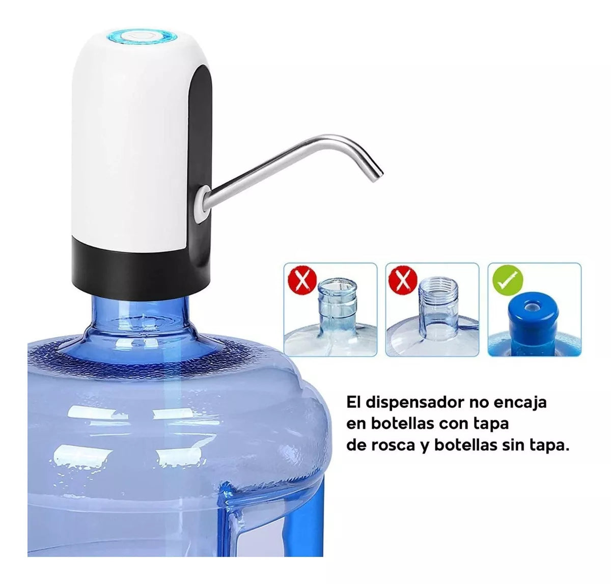 Dispensador De Agua Automático A Batería USB Para Bidones Color Blanco
