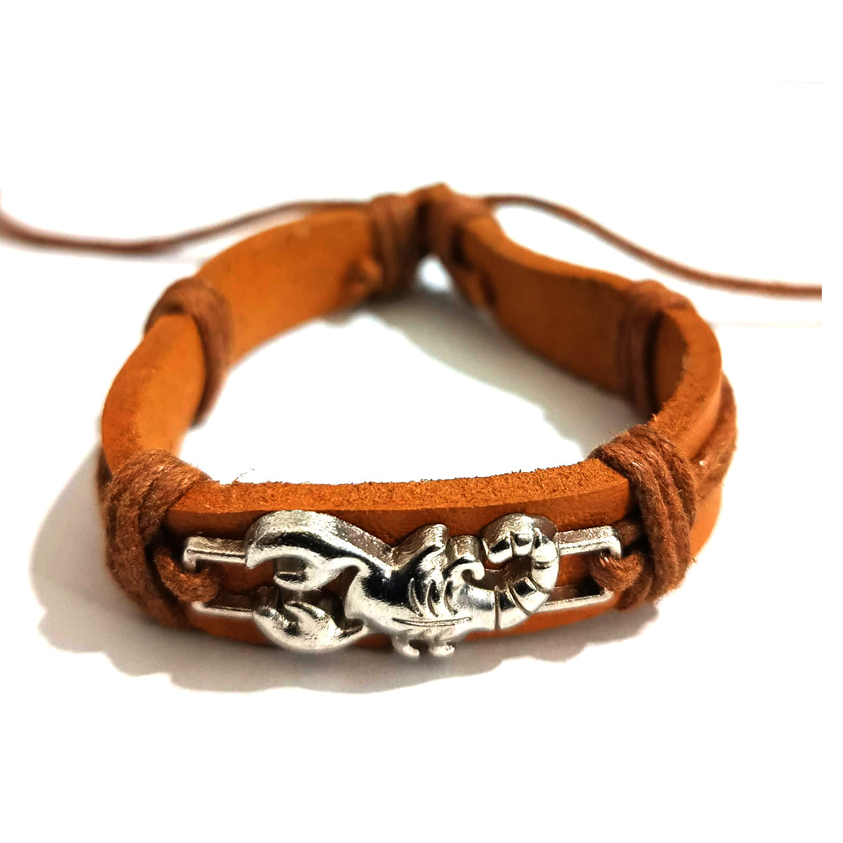 Pulsera De Cuero Trenzado Con diseños de Animales en Metal