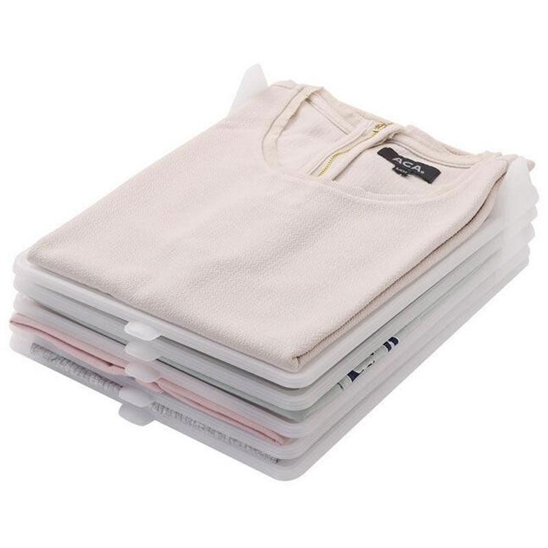 Kit de bandejas organizadoras de camisetas y remeras con tabla parar doblar perfecta la ropa - DSE