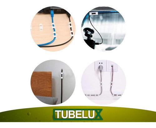 Organizador Para Cables Clip Adhesivo Grosor Grande Pack 16 Unidades - Tubelux